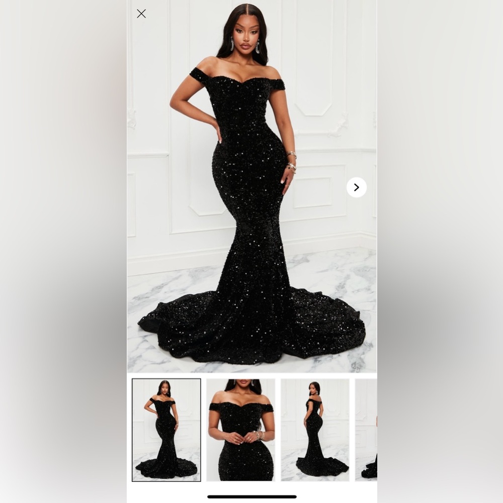 NWT - Fashion Nova Black Sequin Maxi Prom Dress